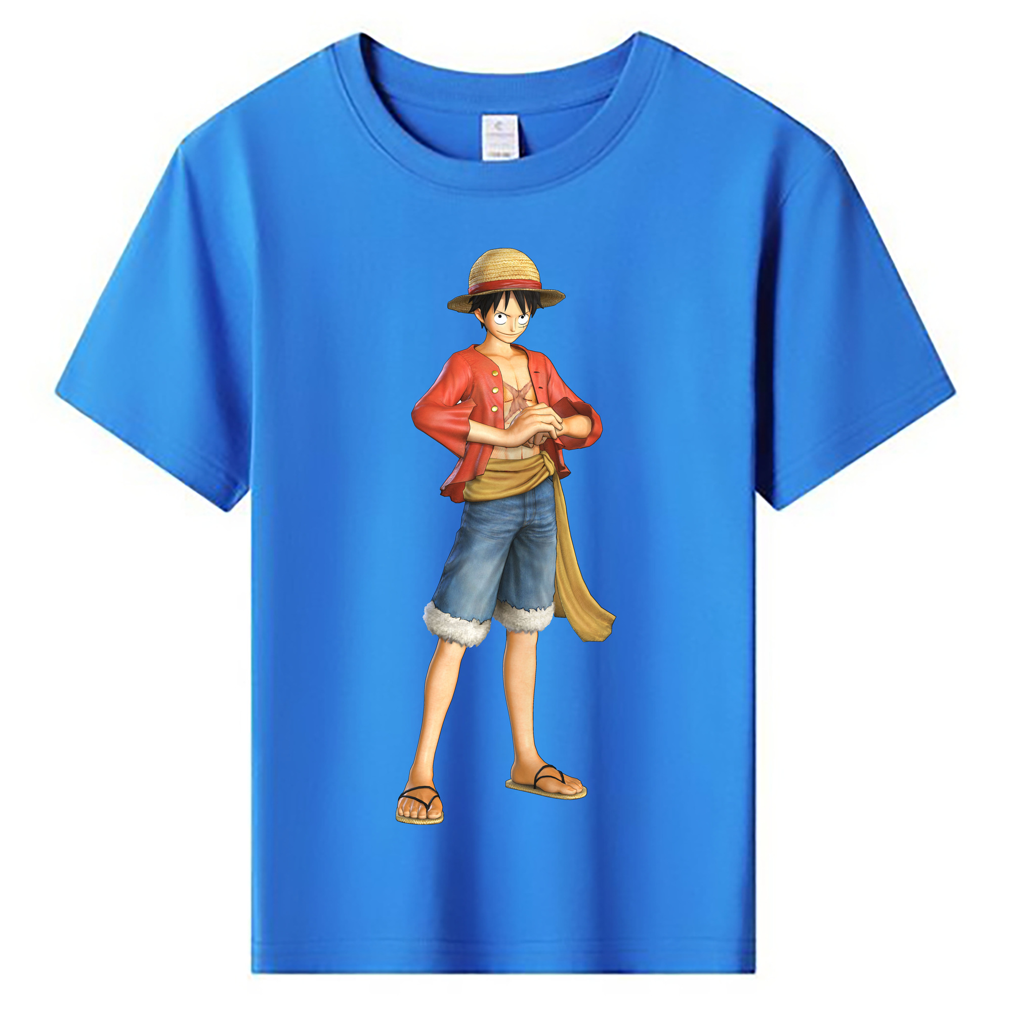 ワンピース モンキー・D・ルフィ ONE PIECE Monkey D. Luffy 綿100％キッズTシャツ（フロントプリント）